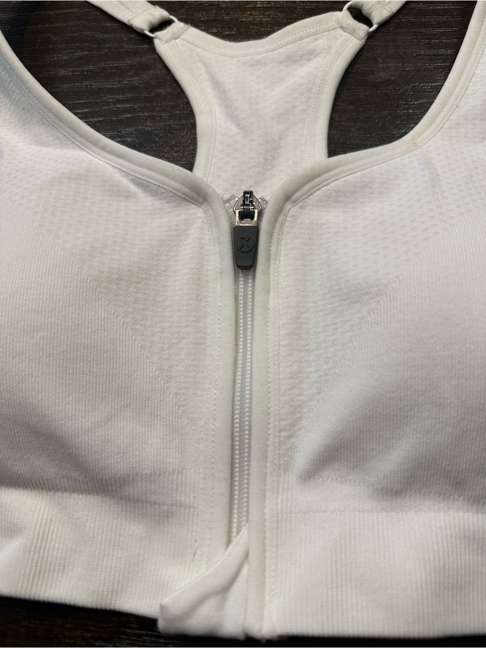 Xersion White Front-Zip Racerback Sports Bra - Picture 3 of 6
